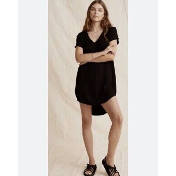 Anthropologie Cloth & Stone Justine Dress Black Rayon Tee Shirt Style Size Small - Picture 1 of 10